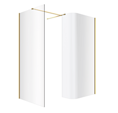 Excellent Vidoq walk-in kabina prysznicowa gięta, ścianka prosta 120cm, ścianka gięta 93cm, powłoka Clean Control, złoty połysk KAEX.1507.K.1200.0930.GL
