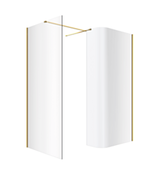 Excellent Vidoq walk-in kabina prysznicowa gięta, ścianka prosta 100cm, ścianka gięta 93cm, powłoka Clean Control, złoty połysk KAEX.1507.K.1000.0930.GL