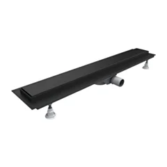Omnires LOWFIX prysznicowy odpływ liniowy z maskownicą pełną, 90 cm, czarny półmat LOWFIX90GBL