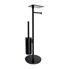 Omnires MODERN PROJECT stojak na papier i szczotkę toaletową z półką, czarny mat MP60820BL