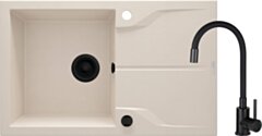 Deante Andante Zlewozmywak granitowy z baterią 1-komorowy z ociekaczem ZQNN5113