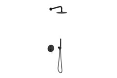 Excellent PI zestaw prysznicowo-wannowy podtynkowy 2 funkcyjny z deszczownicą 25 cm, czarny mat AREX.SET.1245BL