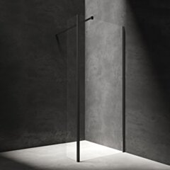 Omnires MARINA kabina prysznicowa walk-in ze ścianką boczną, 80 x 30 cm, czarny mat, szkło transparentne MA8030BLTR