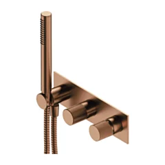 Omnires CONTOUR bateria prysznicowo-wannowa podtynkowa z rączką prysznicową, miedź szczotkowana CT8035-1CPB