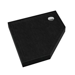 Schedline Brodzik akrylowy zintegrowany z nośnikiem Stabilsound Plus® oraz obudową akrylową przeciągniętą do podłogi Cameron Black Stone 80x80x12 cm, pięciokątny, Gwarancja 10 lat