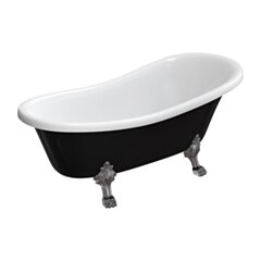 Omnires ATENA COMFORT M+ wanna wolnostojąca, 168 x 76 cm, biały/czarny połysk ATENA168BCP
