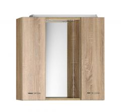 ZOJA/KERAMIA FRESH szafka z lustrem i oświetleniem LED, 70x60x14cm, dąb platin