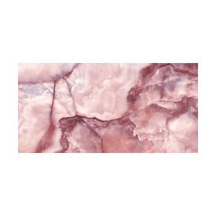 Różowa imitująca marmur plytka ceramiczna o prostokątnym kształcie. Białe tło