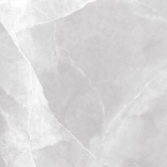 Szara błyszczaća płytka gresowa imitująca marmur na białym tle. 