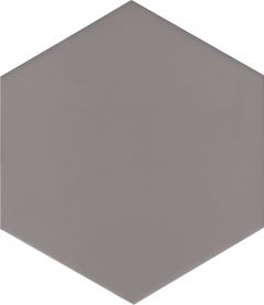 Szara sześciokątna płytka heksagonalna szara na białym tle.
