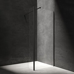 Omnires MARINA kabina prysznicowa walk-in ze ścianką boczną, 120 x 30 cm, czarny mat, szkło transparentne MA1230BLTR