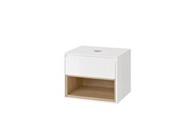 Excellent Tuto szafka wisząca 80 cm podumywalkowa z blatem, biały połysk/dąb MLEX.0102.800.WHBL