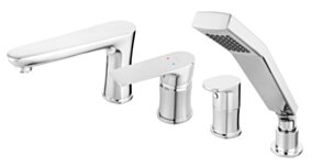 FERRO ALGEO SQUARE bateria wannowa stojąca, czterootworowa, chrom FE-BAQ11A