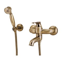 Omnires ART DECO bateria wannowa z zestawem prysznicowym, brąz antyczny szczotkowany AD5131BR