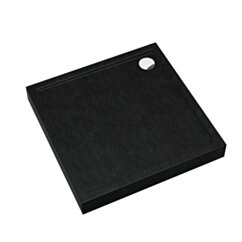 Schedline Brodzik akrylowy zintegrowany z nośnikiem Stabilsound Plus® oraz obudową akrylową przeciągniętą do podłogi Cameron Black Stone 90x90x12 cm, kwadratowy, Gwarancja 10 lat
