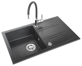 FERRO MEZZO II zlewozmywakowa granit. 1 - kom. 48/78 GRAFIT SHINE+ bateria BZA4B FE - DRGM48/78HA - SET1 - PL