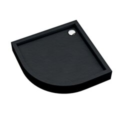 Schedline Brodzik akrylowy zintegrowany z nośnikiem Stabilsound Plus® oraz obudową akrylową przeciągniętą do podłogi Favory Plus Black Stone 90x90x16 cm R55, półokrągły, Gwarancja 10 lat