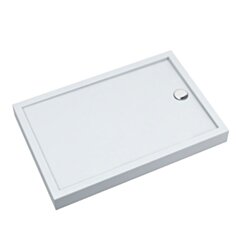Schedline Brodzik akrylowy zintegrowany z nośnikiem Stabilsound Plus® oraz obudową akrylową przeciągniętą do podłogi Cameron 80x160x12 cm, prostokątny z odpływem na krótszym boku, Gwarancja 10 lat