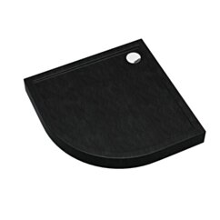Schedline Brodzik akrylowy zintegrowany z nośnikiem Stabilsound Plus® oraz obudową akrylową przeciągniętą do podłogi Cameron Black Stone 90x90x12 cm R55, półokrągły, Gwarancja 10 lat