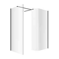 Excellent Vidoq walk-in kabina prysznicowa gięta, ścianka prosta 120cm, ścianka gięta 93cm, powłoka Clean Control, czarny mat KAEX.1507.K.1200.0930.BL