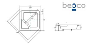 BESCO PMD Brodzik IGOR  kwadr. 90x90x24/35         BESCO BE-BAI-90