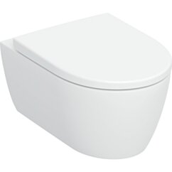 GEBERIT Zestaw:miska wisząca Geberit iCon, lejowa, ukryte mocowania, TurboFlush, z deską sedesową: T=53cm, Wolne opadanie=Tak, Zawiasy wypinane=Blokowane, Mocowanie=Od góry, Biały GEB-503.046.00.1