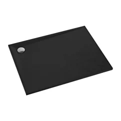 Omnires STONE brodzik prysznicowy ze strukturą kamienia, 80 x 100 cm, czarny mat STONE80-100BL