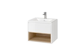 Excellent Tuto szafka wisząca 80 cm podumywalkowa 1 szuflada, biały połysk/dąb MLEX.0101.800.WHBL