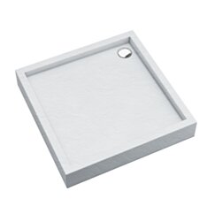 Schedline Brodzik akrylowy zintegrowany z nośnikiem Stabilsound Plus® oraz obudową akrylową przeciągniętą do podłogi Favory Plus White Stone 80x80x16 cm, kwadratowy, Gwarancja 10 lat