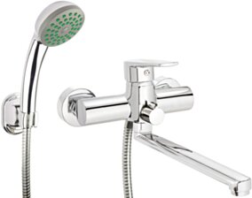 Deante Tubo Bateria umywalkowo-wannowa ścienna z zestawem prysznicowym BUT_057M