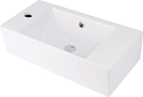 Deante Hiacynt New Umywalka ceramiczna nablatowa/ścienna z miejscem na baterię - lewa CDY_6U2L