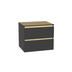 Excellent Tuto 2.0 szafka wisząca 60 cm 2 szuflady front gładki niski, blat dąb Hikora, szary/szary MLEX.2172.K.60.01BL.GRGR