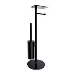 Omnires MODERN PROJECT stojak na papier i szczotkę toaletową z półką, czarny mat MP60820BL
