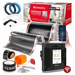 Termofol ZESTAW FOLIA GRZEWCZA PODCZERWIEN MOC 80W 50cm pow. 8m² H7 BLACK + WiFi