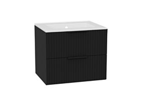 Excellent Tuto 2.0 szafka wisząca 60 cm 2 szuflady front ryflowany, umywalka As, czarny mat/czarny mat MLEX.2172.K.60.0336.BKBK