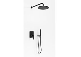 Kohlman Experience Black zestaw prysznicowy podtynkowy z deszczownicą 25 cm czarny mat QW210EBR25