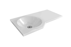 Excellent Be Spot umywalka wisząca Solid Surface 60x34 cm lewa z otworem na baterię, biały połysk CEEX.2301.600.WH