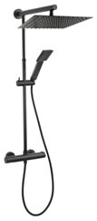 FERRO Zestaw natryskowy TREVI  SQUARE BLACK z baterią termostatyczną czarna          w FE-NP75SQ-TRV7U-BL