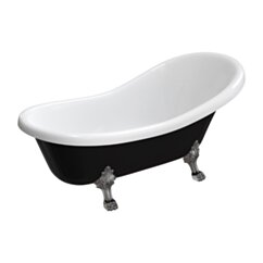 Omnires ATENA COMFORT M+ wanna wolnostojąca, 175 x 82 cm, biały/czarny połysk ATENA174BCP