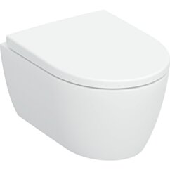 GEBERIT Zestaw: miska wiszącai WC Geberit iCon, lejowa, krótka, ukryte mocowania, TurboFlush, z deską sedesową: T=49cm, Wolne opadanie=Tak, Zawiasy wypinane=Blokowane, Mocowanie=Od góry, Biały KeraTec GEB-503.048.00.8