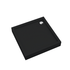 Schedline Brodzik akrylowy zintegrowany z nośnikiem Stabilsound Plus® oraz obudową akrylową przeciągniętą do podłogi Favory Plus Black Mat 90x90x16 cm, kwadratowy, Gwarancja 10 lat