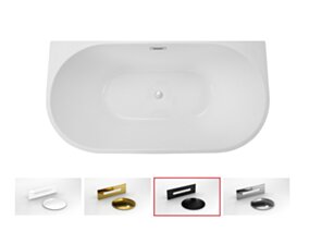 BESCO PMD Wanna VICA  150x80 wolnostojąca przyścienna + syfon z przel.czarny    BESCO BE-WAS-150-VCZ