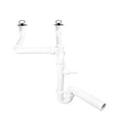 MCALPINE Syfon zlewozmywakowy podwójny rurowy 1.1/2x50mm ze spustem 1.1/2x70mm, z podłączeniem do pralki lub zmywarki SYF-HC7SSK2-70POL