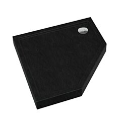 Schedline Brodzik akrylowy zintegrowany z nośnikiem Stabilsound Plus® oraz obudową akrylową przeciągniętą do podłogi Cameron Black Stone 90x90x12 cm, pięciokątny, Gwarancja 10 lat
