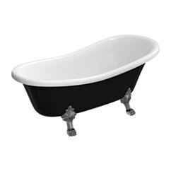 Omnires ATENA COMFORT M+ wanna wolnostojąca, 168 x 76 cm, biały/czarny połysk ATENA168BCP