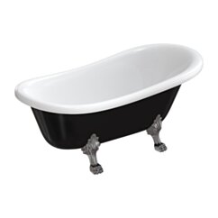 Omnires ATENA COMFORT M+ wanna wolnostojąca, 157 x 77 cm, biały/czarny połysk ATENA157BCP