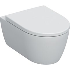 GEBERIT Wisząca miska WC iCon lejowa, ukryte mocowania, Rimfree, 53 cm, Biały-alpin / Matowy, zestaw z deską GEB-501.663.JT.1