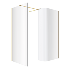 Excellent Vidoq walk-in kabina prysznicowa gięta, ścianka prosta 120cm, ścianka gięta 83cm, powłoka Clean Control, złoty połysk KAEX.1507.K.1200.0830.GL