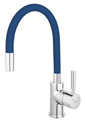 FERRO ZUMBA bateria zlewozmywakowa stojąca chrom elastyczna wylewka niebieska !!! FE - BZA4L