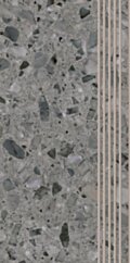 Paradyż Terazzo Graphite Stopnica Nacinana Mat 29,8x59,8 G1